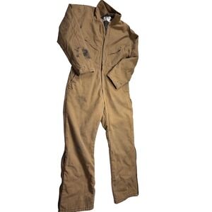 Walls Outdoors Mens Brown Duck Canvas Insulated Coveralls Work Jumpsuit L Tall